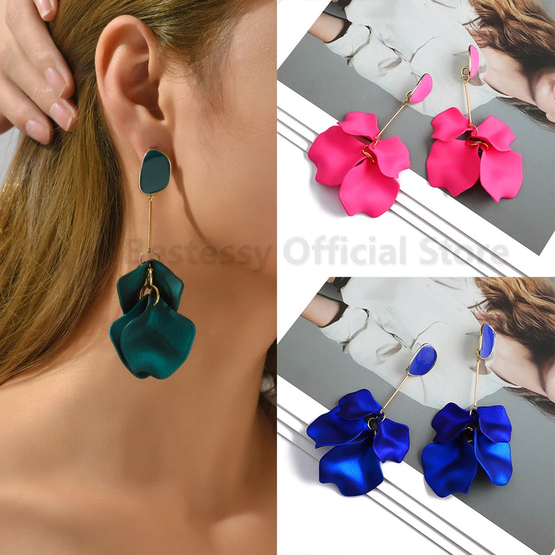 Acrylic Flower Petal Design Big Dangle Earrings For Women & Girls. Elegant Jewelry for Fashion-earrings-SWEET T 52