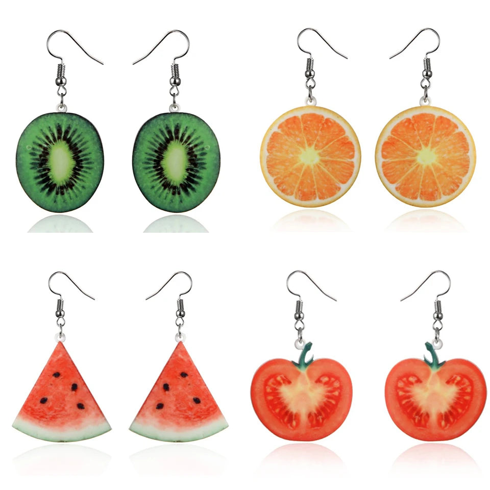 New Fashion Strawberry Cake Earrings for Women. Resin Handmade Cute Watermelon/Lemon Drop Earrings.