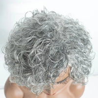 Brazilian Curly Short Grey Wavy Bob Wigs - Natural Remy 100% Human Hair Wig s - Silver Gray Wigs for Women, Deep Wave Frontal Wigs