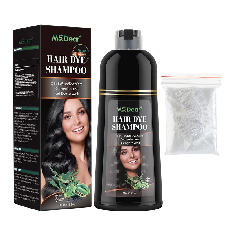 Organic Natural Hair Dye/Shampoo, Fast Coloring for Gray/White Hair - Black or Coffee for Women and Men