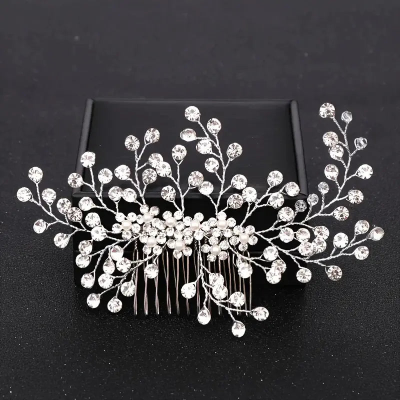 Wedding Hair Combs Bridal Hair Accessories For Women Hair Jewelry Silver Color Pearl Rhinestone Head Jewelry Women Accessories-hair accessories-SWEET T 52