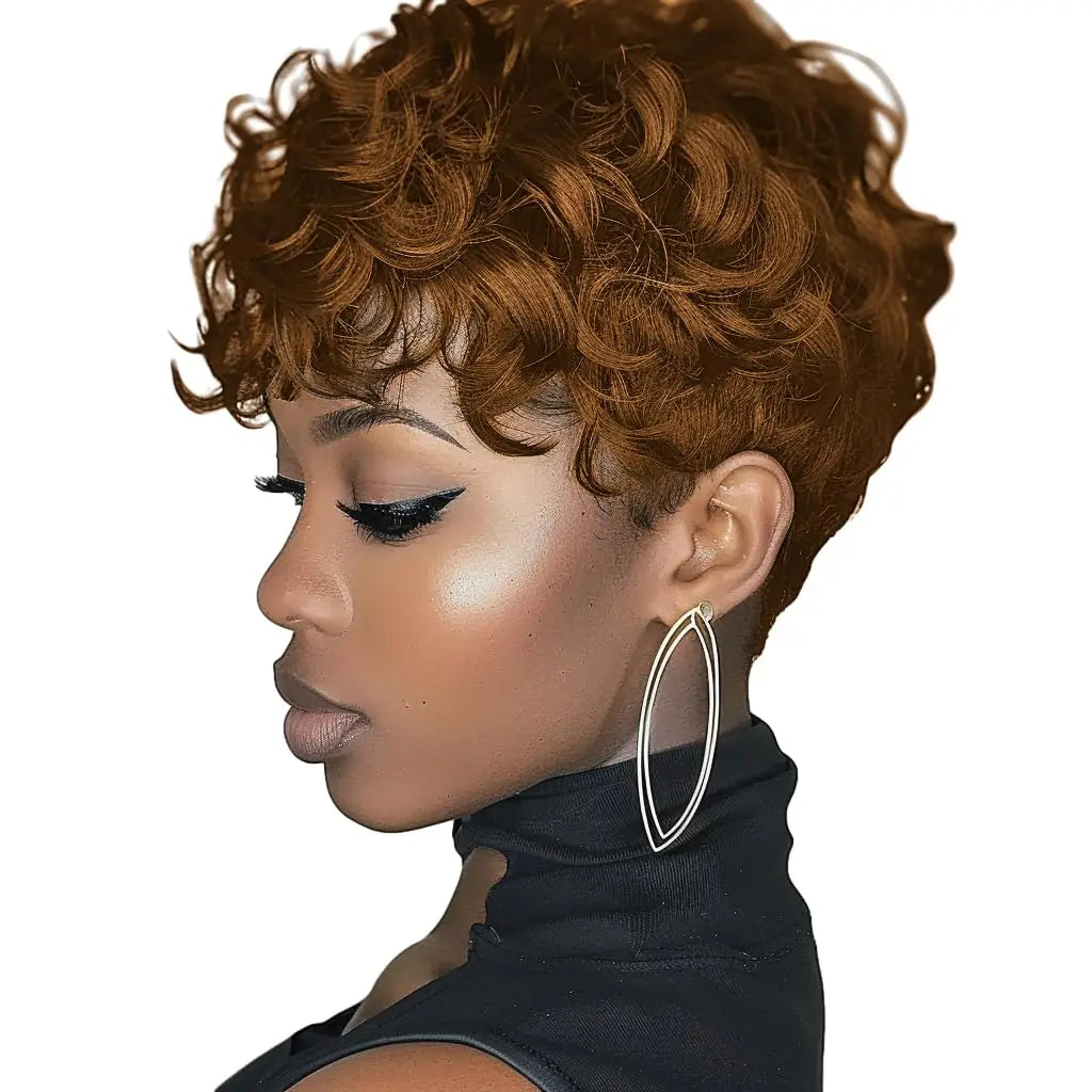 Short Curly Layered Synthetic Wig for Women - Natural Wave Shape
