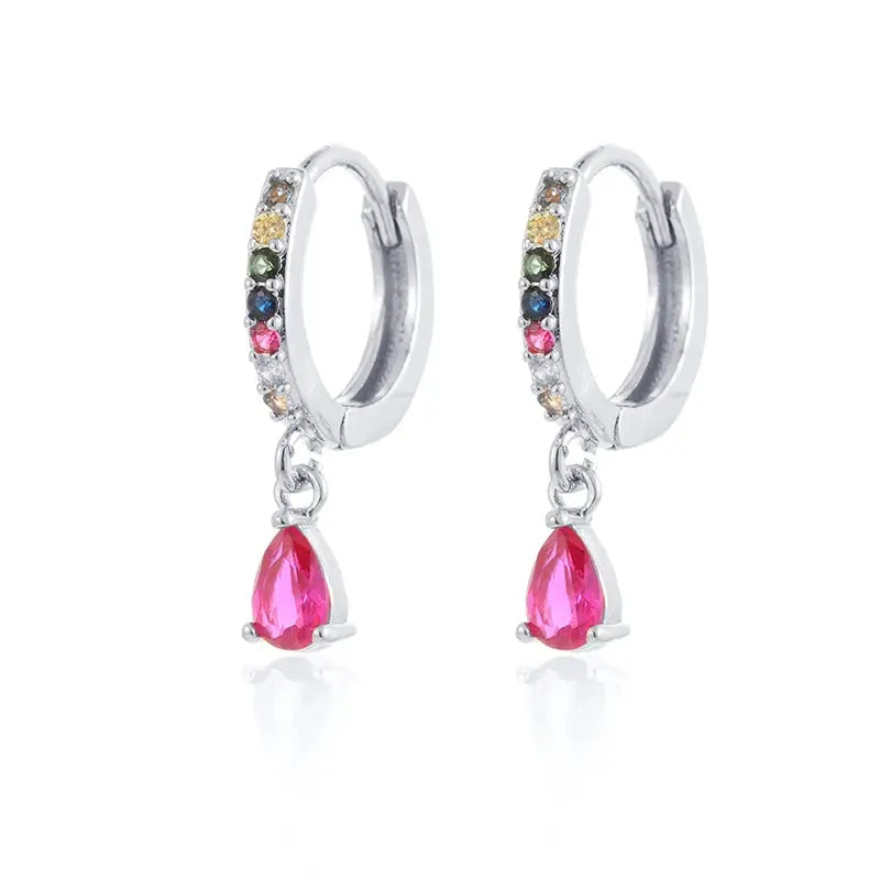 Gold Color Cute Water Drop Earrings For Women & Girls - Zircon Piercing Huggies/Hoop Dangle Earrings-earrings-SWEET T 52