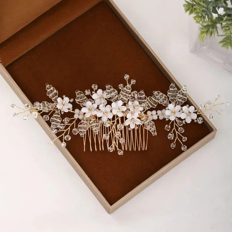 Silver/Gold/Pearl/Rhinestone Hair Accessories, Crystal Bridal Headdress/Hair Combs for Women & Girls-hair accessories-SWEET T 52