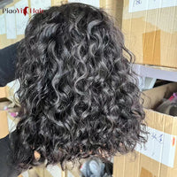 Glueless Wigs - 100% Human Hair Water Wave Bob Wigs, Ready to Wear Curly Wave Human Hair Wigs. 4X4 Swiss Lace Bob