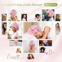 Satin Hair Bonnet with Adjustable Bow Tie