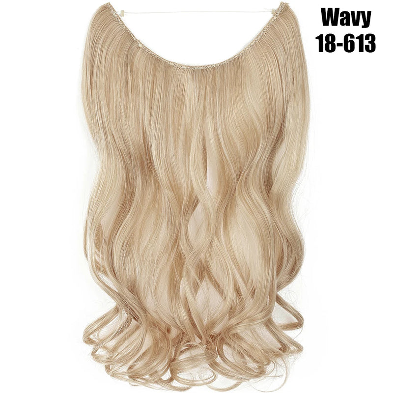 Synthetic 20 Inch Invisible Wire, No Clip-In, Hair Extensions, Fish Line Hairpieces/Hair Extensions Fake Hair For Women