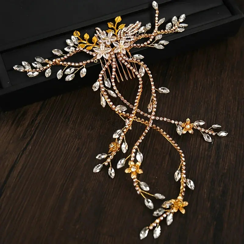 Luxury Crystal Pearl Flower Hair Comb/Headband/Tiara For Women & Girls - Bridal Wedding Hair Accessories/Hair Jewelry-hair accessories-SWEET T 52