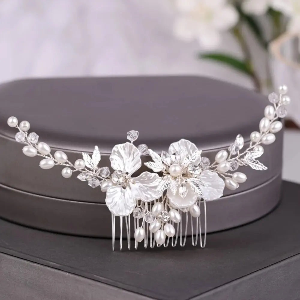 Wedding Hair Combs Bridal Hair Accessories For Women Hair Jewelry Silver Color Pearl Rhinestone Head Jewelry Women Accessories-hair accessories-SWEET T 52