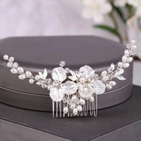 Wedding Hair Combs Bridal Hair Accessories For Women Hair Jewelry Silver Color Pearl Rhinestone Head Jewelry Women Accessories-hair accessories-SWEET T 52