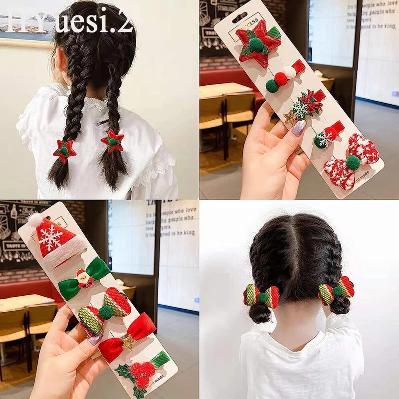 5pcs/Set Snowman, Christmas Tree, Santa Claus Hair Clips. Duckbill Hair Clips for Women, Girls and Kids. Xmas Party Headdress-hair accessories-SWEET T 52