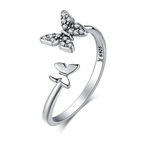 Adjustable Rings - Real 925 Sterling Silver, Stackable, Engagement Zircon Open Size Rings for Women