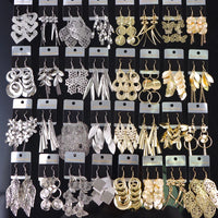 10 Pair/Lot Fashion Shiny Trendy Geometric Pendant Hook Earrings for Women. Star/Heart/Mixed Styles Dangle Jewelry