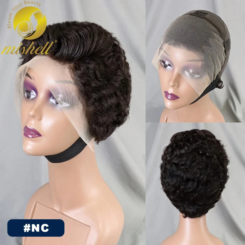 Gray Pixie Cut Wig Bob Human Hair Wigs 180% Density 13x4 Transparent Lace Frontal Short Bob Wig Brazilian Remy Hair for Women Sweet T 52