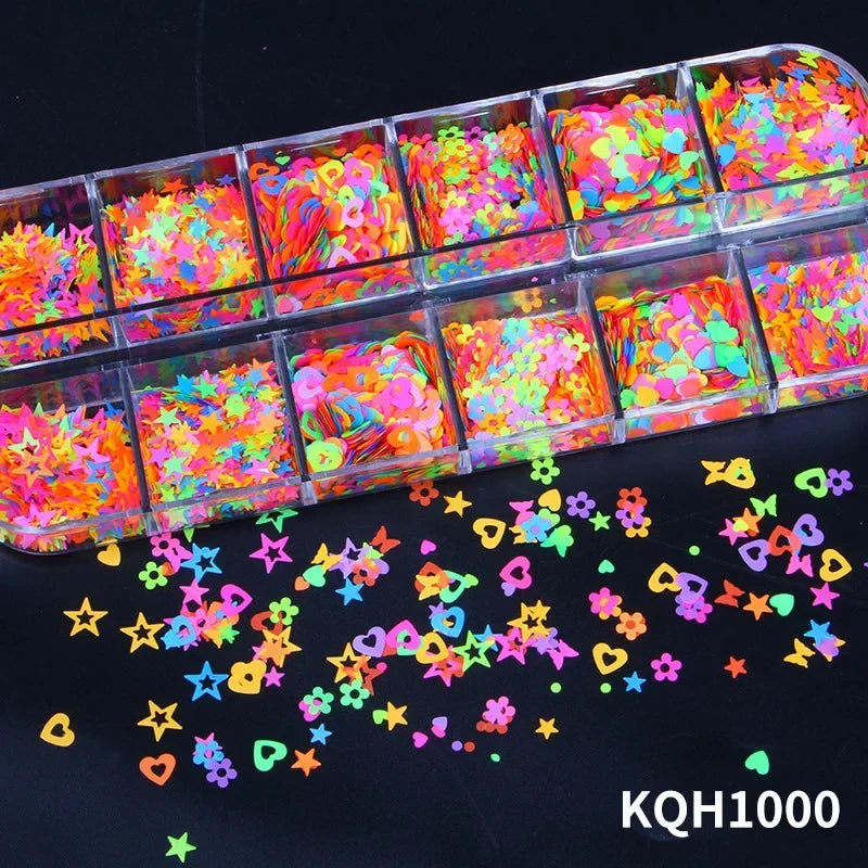 12 Grid/Box 3D Shiny Manicure Accessories, Transparent AB Nail Rhinestones, Colorful Nail Art Kit