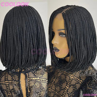 12" Short Braided Wigs for Women, Synthetic Wig, 6*6 Lace Braided African Wigs, Cornrow Micro Braids
