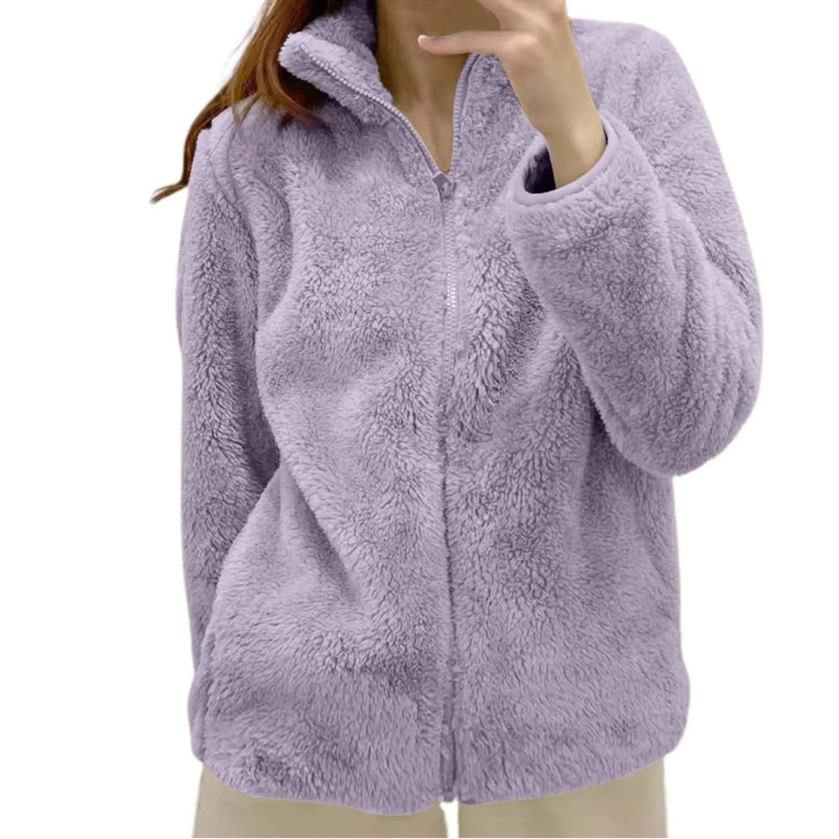Women's Fluffy Fleece Zip-Up Jacket