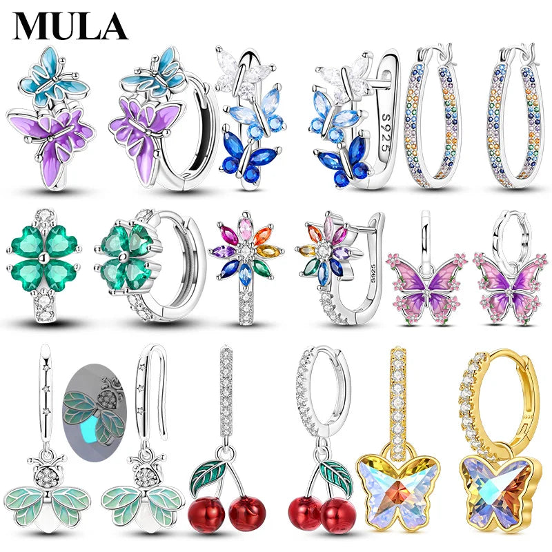 Sterling Silver Charm Earrings, 20 Styles