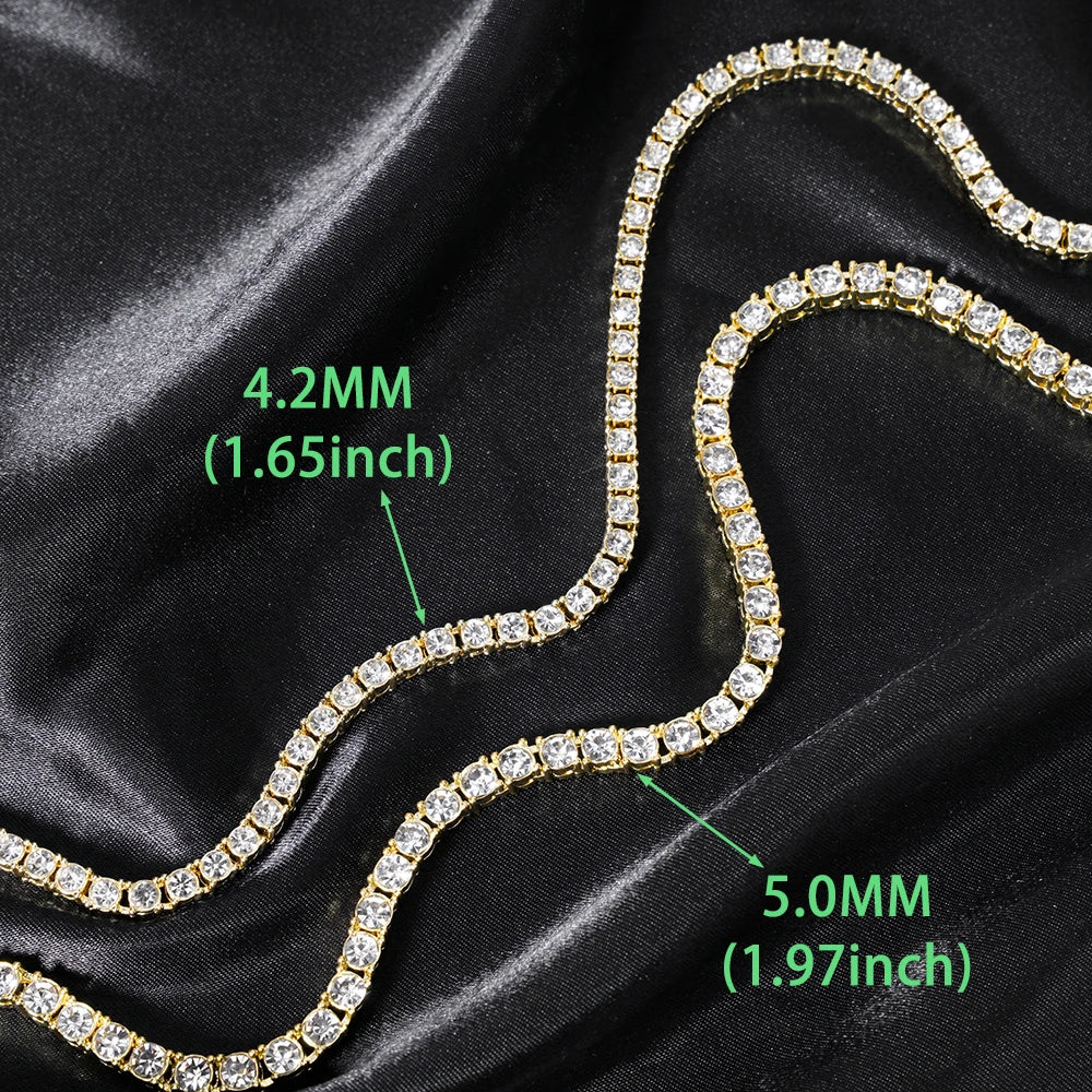 Hip Hop 5MM Tennis Chain Iced Out Bracelet/Necklace for Men - Silver/Gold