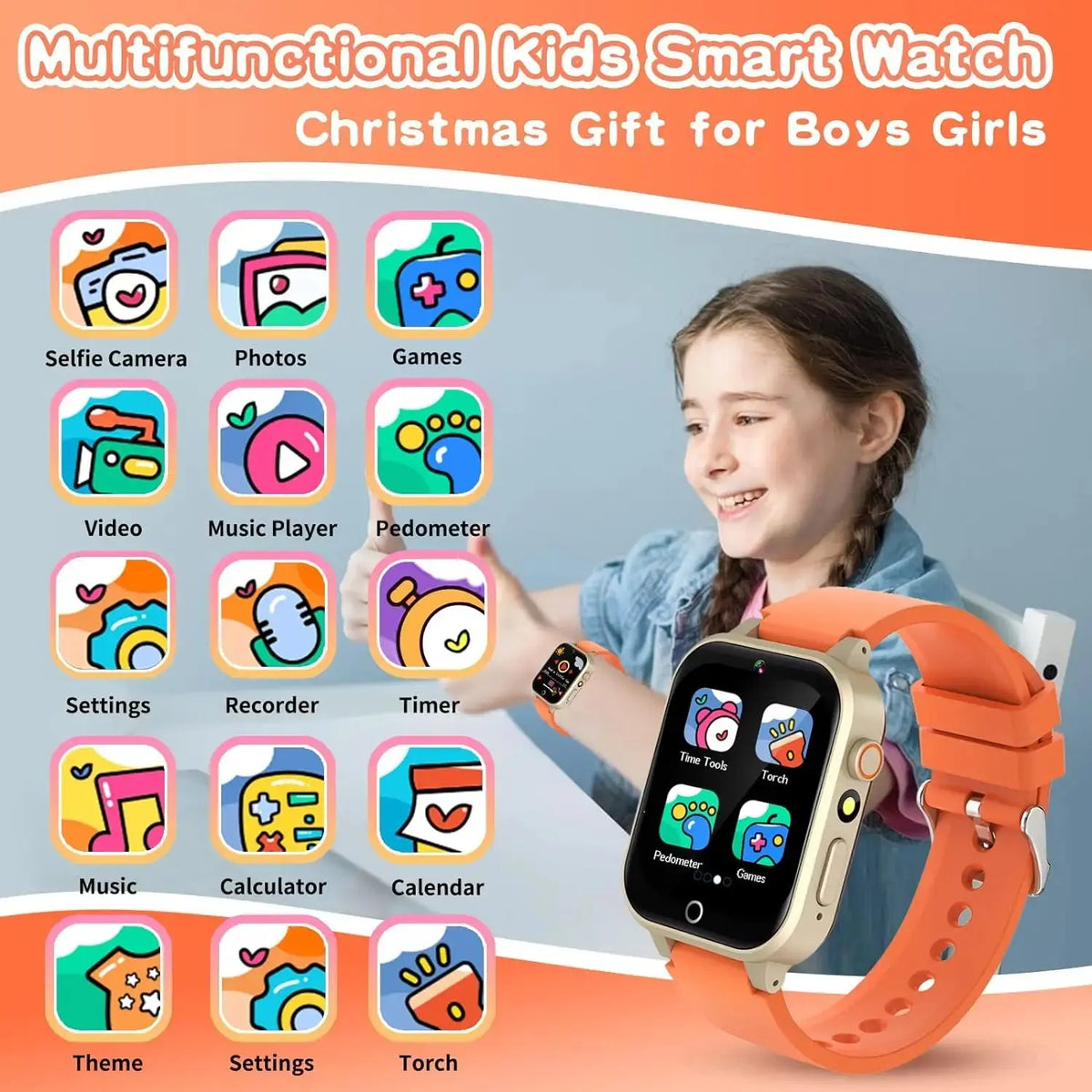 Kids Games Smart Watch for Age 5-12, Kids Gifts with 26 Games, Fun Photo Taking, Music Player SWEET T 52