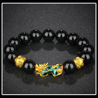 Fashion Jewelry - Obsidian Stone Beads (Attract Wealth) Feng Shui Good Luck Bangle Bracelets