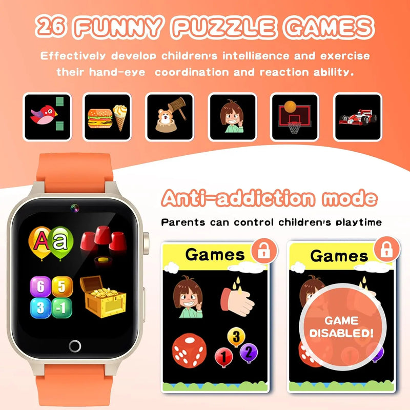 Kids Games Smart Watch for Age 5-12, Kids Gifts with 26 Games, Fun Photo Taking, Music Player