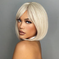 Short Straight Synthetic Wigs for Women with Bangs - Short Straight Bob Hair Wigs