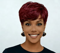 99J Burgundy/613 Pixie Cut Wigs for Women - Short Straight Human Hair Wigs, 6 Inch, Full Machine Made Wigs