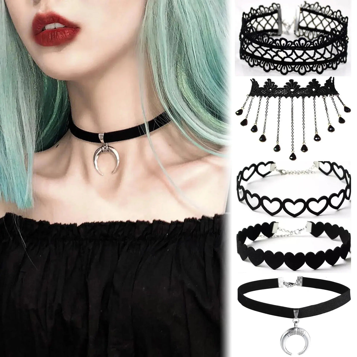 Velvet Fashion Choker Necklace for Women & Girls - Vintage Lace Necklace with Pendants-necklace-SWEET T 52