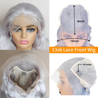Silver Grey Bob Wig — 13x6 Transparent Lace Frontal, Pre-Plucked, Ships from USA