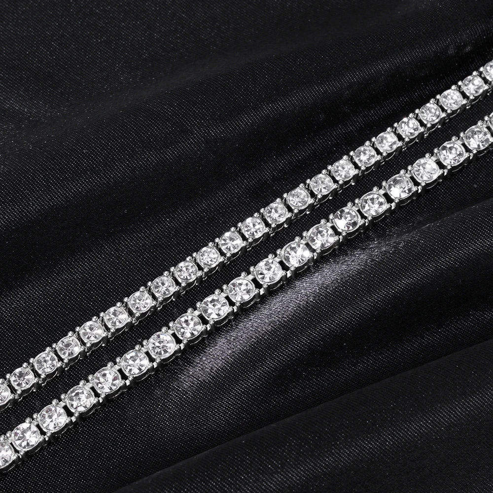 Hip Hop 5MM Tennis Chain Iced Out Bracelet/Necklace for Men - Silver/Gold