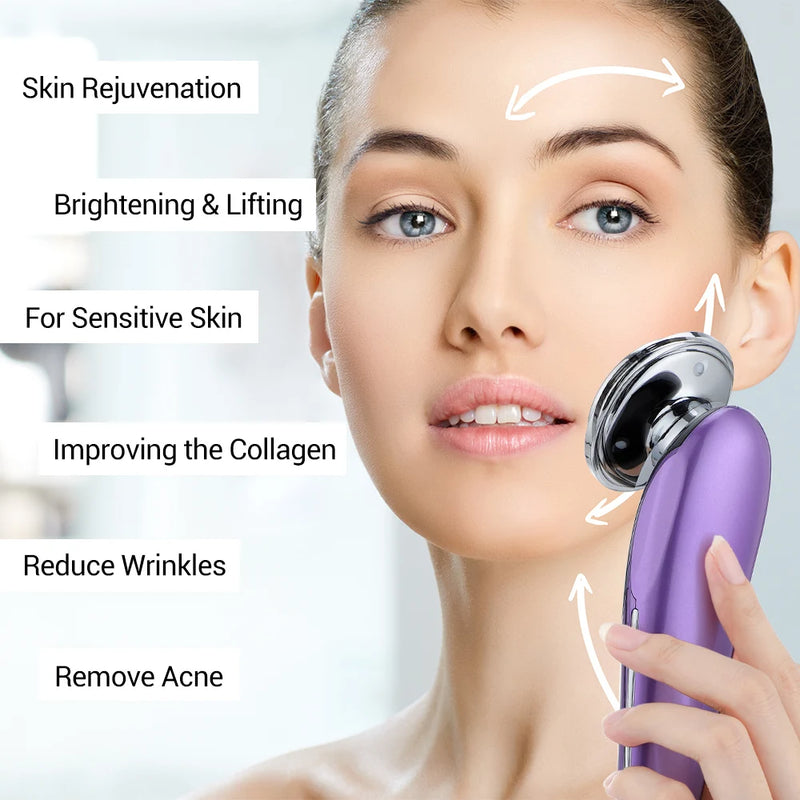 7 in 1 Anti-Aging/Skin Rejuvenation Device for Women, EMS LED Facial/Neck Firming Beauty Care Apparatus, Reduce Fine Lines