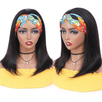 Headband Wigs Human Hair Bob Headband Wigs for Black Women Easy Put On and Go Glueless Wigs Short Straight Wigs Machine Made Wig Sweet T 52