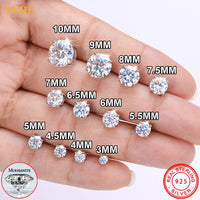 Moissanite Stud Earrings, Marked 925 Sterling Silver