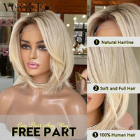 LUX VOGUE Dusk Sand Gold Balayage Color 100% Human Hair Wig Layer 260% Density Salon Quality 13x6 Upgrade Nude Color Lace Wig Sweet T 52