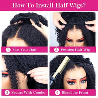 1B/30 Highlight Water Wave Half Wig Human Hair Seamless Flip Over Wig Draw-strings Invisi Ombre Brazilian Remy 3/4 Half Wigs Sweet T 52