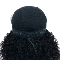3 In 1 Human Hair Half Wig - Drawstring/Clip In, Kinky Curly Headband Wig for Women
