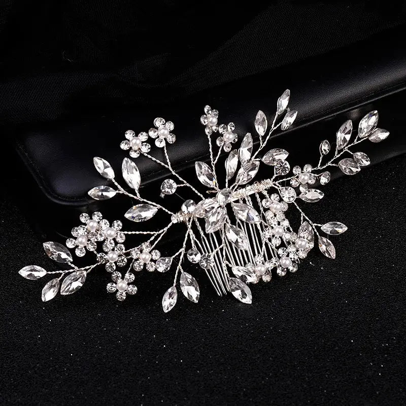 Luxury Crystal Pearl Flower Hair Comb/Headband/Tiara For Women & Girls - Bridal Wedding Hair Accessories/Hair Jewelry-hair accessories-SWEET T 52