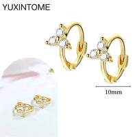 925 Silver Needle Star Hoop Earrings for Women - Five-pointed Star and Moon Pendant Huggie Earrings