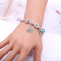 New Charm Bracelet & Bangles Jewelry for Women - White Butterfly Crown Beads "Lobster Clasp" Charm Bracelets
