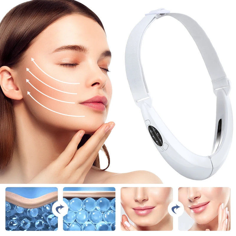 Face Lifter V-Line Belt - 5 Modes LED Photon Therapy, Face Slimming Vibration, and Massager