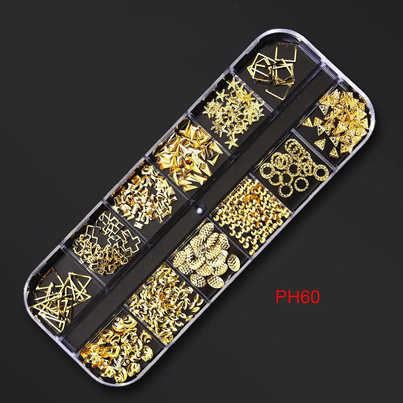 12Gird Box Multi Size AB/Colorful Non-Hotfix Rhinestones Flatback Crystal Diamond Gems 3D Glitter Nail Art Luxurious Decorations SWEET T 52