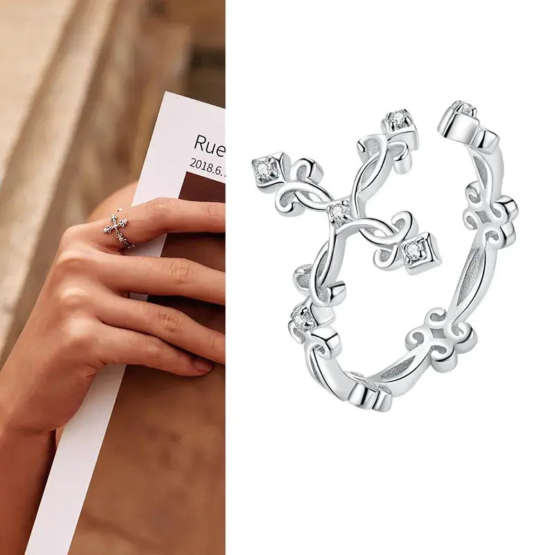 925 Sterling Silver Open Adjustable Rings for Women & Girls. Wedding, Engagement, Anniversary or Gift Rings-ring-SWEET T 52