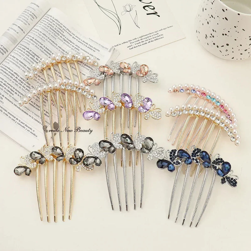 Women's Pearl Crystal Hair Combs, Rhinestone Decorative Hair Clips/Headwear, Jewelry Gifts