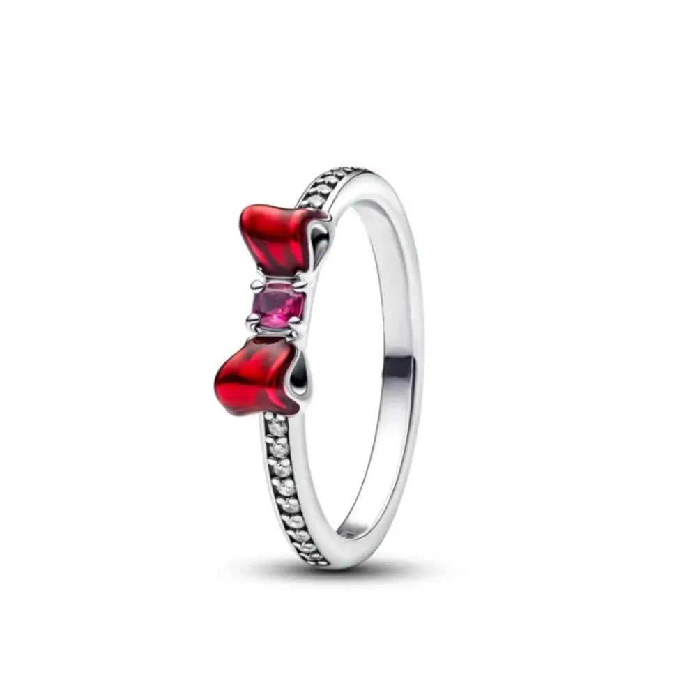 New 925 Silver, Pink, Red Bow, Heart Ring. Suitable for Women & Men. Jewelry Parties/Fashion/Weddings