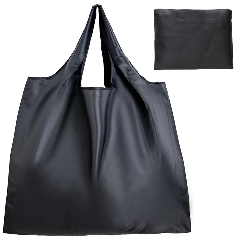 Big Size Thick Nylon Large Tote, ECO Reusable Polyester Portable Women's Folding Shoulder Shopping Pouch