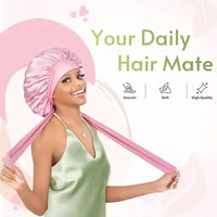 Satin Hair Bonnet with Adjustable Bow Tie