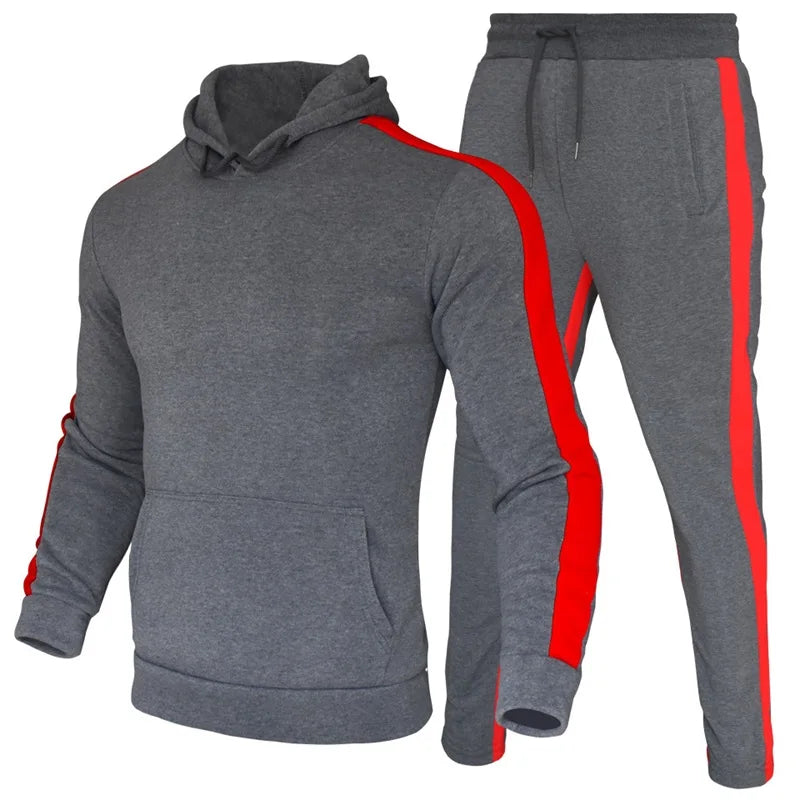 Men's 2 Piece Tracksuit - Color Block Sweatsuit with Stripes. Casual Long Sleeve Warm Winter Moisture Wicking Sportswear