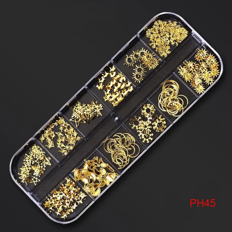 12Gird Box Multi Size AB/Colorful Non-Hotfix Rhinestones Flatback Crystal Diamond Gems 3D Glitter Nail Art Luxurious Decorations SWEET T 52