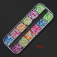 12Gird Box Multi Size AB/Colorful Non-Hotfix Rhinestones Flatback Crystal Diamond Gems 3D Glitter Nail Art Luxurious Decorations SWEET T 52